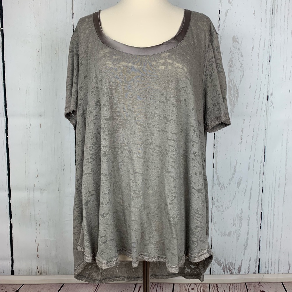 WANTABLE || Silk Trim Burnout Tee